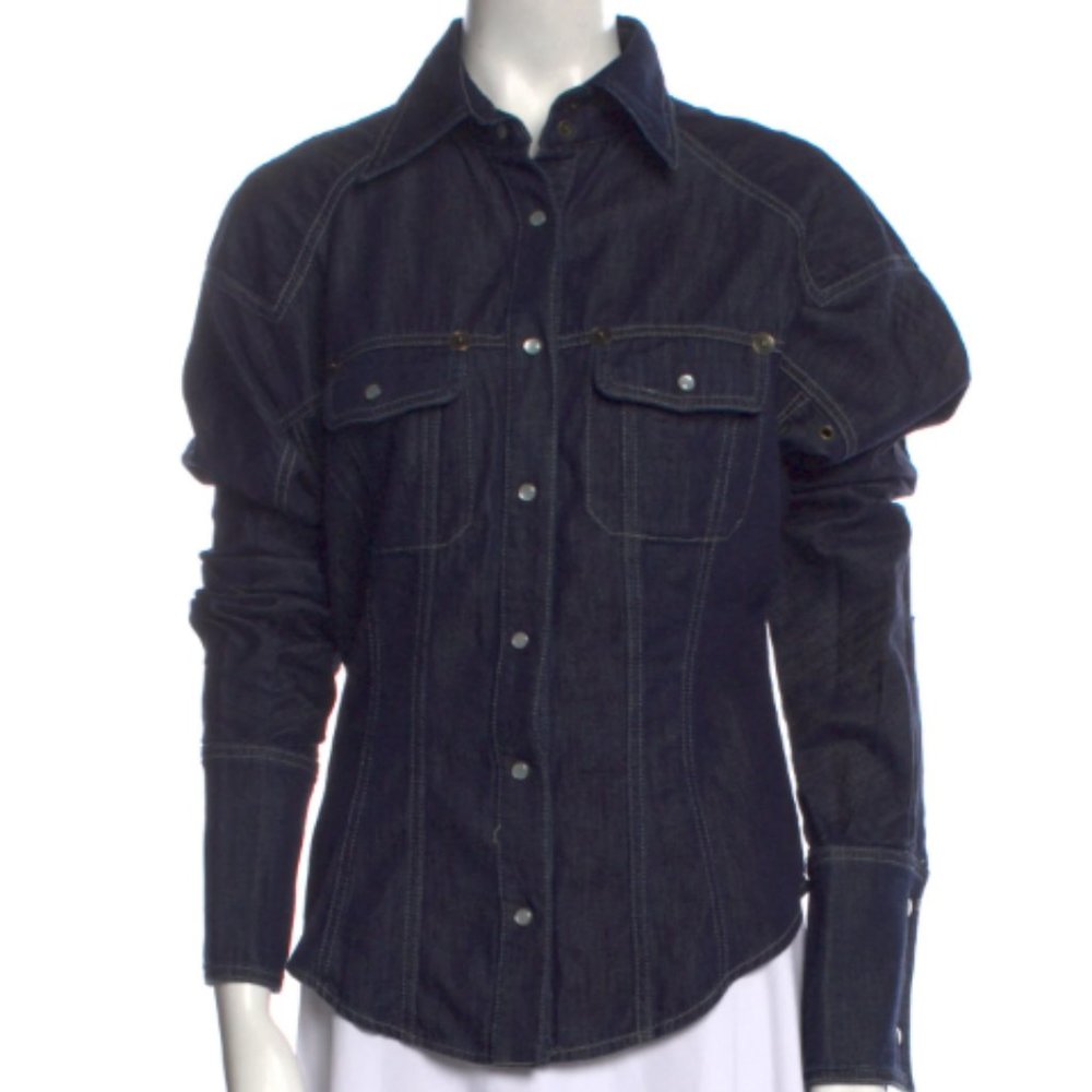 GIANFRANCO FERRE Long Sleeve Button-Up Top, denim